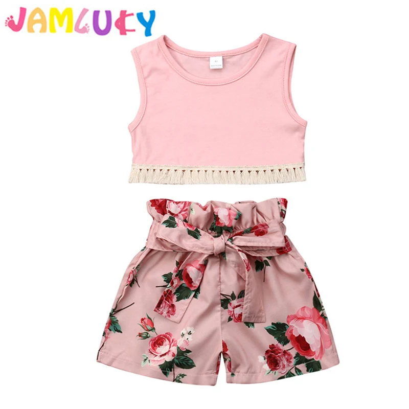 Kids Girls Clothes Set 2019 New Summer Cotton Sleeveless Fringed Vest + Flower Shorts Girls Suit Pink Children Summer Clothes
Kids Girls Clothes Set 2019 New Summer Cotton Sleeveless Fringed Vest + Flower Shorts Girls Suit Pink Children Summer Clothes