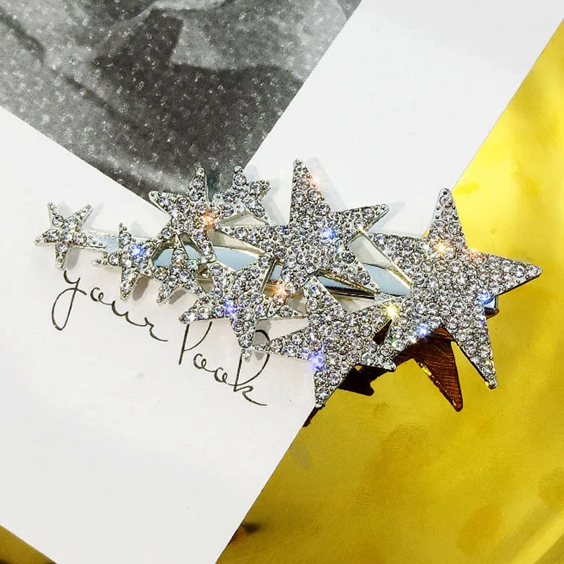 Korea shiny Rhinestone Crystal five-pointed star Hairpins for Women girl Gold Silver Color bridal Fashion hair jewelry
Korea shiny Rhinestone Crystal five-pointed star Hairpins for Women girl Gold Silver Color bridal Fashion hair jewelry