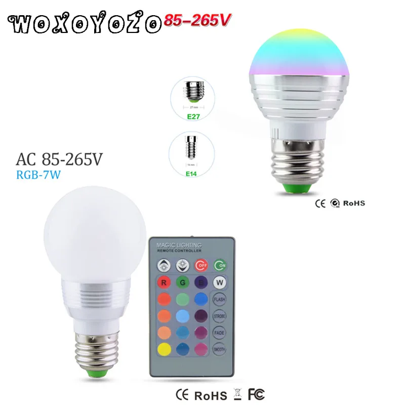 4PCS Hot SaLe Led RGB Bulb 5W 7W E14 E27 AC85-265V 16 color LED RGB Spot light +IR Remote Control Night light Holiday decoration
4PCS Hot SaLe Led RGB Bulb 5W 7W E14 E27 AC85-265V 16 color LED RGB Spot light +IR Remote Control Night light Holiday decoration