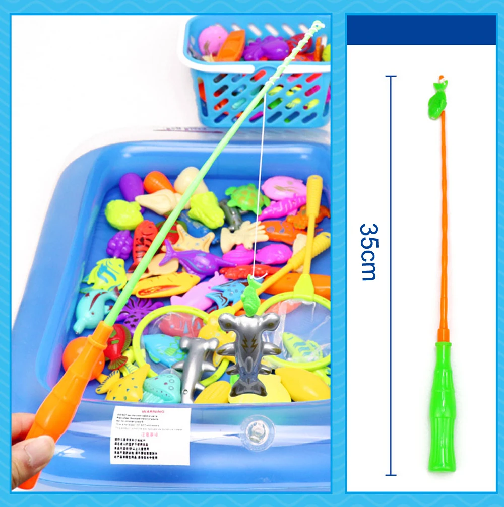 18-52pcs Kids Magnetic Fishing Toys Set with Inflatable Pool Net Magnet Fishing Rod Funny Classic Toys for Children Gift