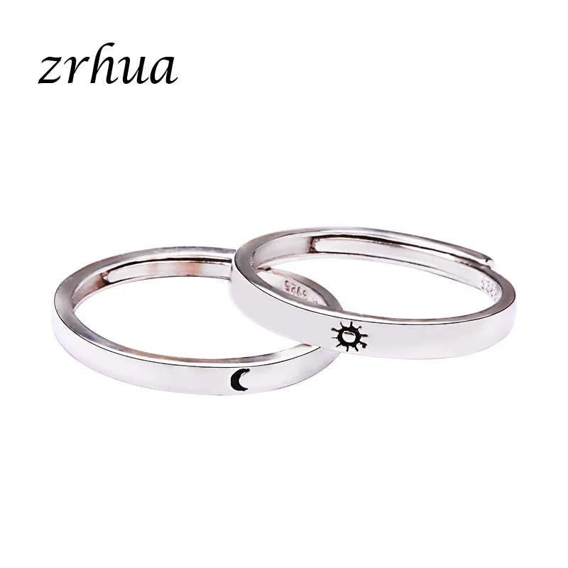 ZRHUA Simple Moon and Sun Finger Rings for Men Women High Quality 925 Sterling Silver Jewelry Resizable Anillos Engagment Anel
ZRHUA Simple Moon and Sun Finger Rings for Men Women High Quality 925 Sterling Silver Jewelry Resizable Anillos Engagment Anel