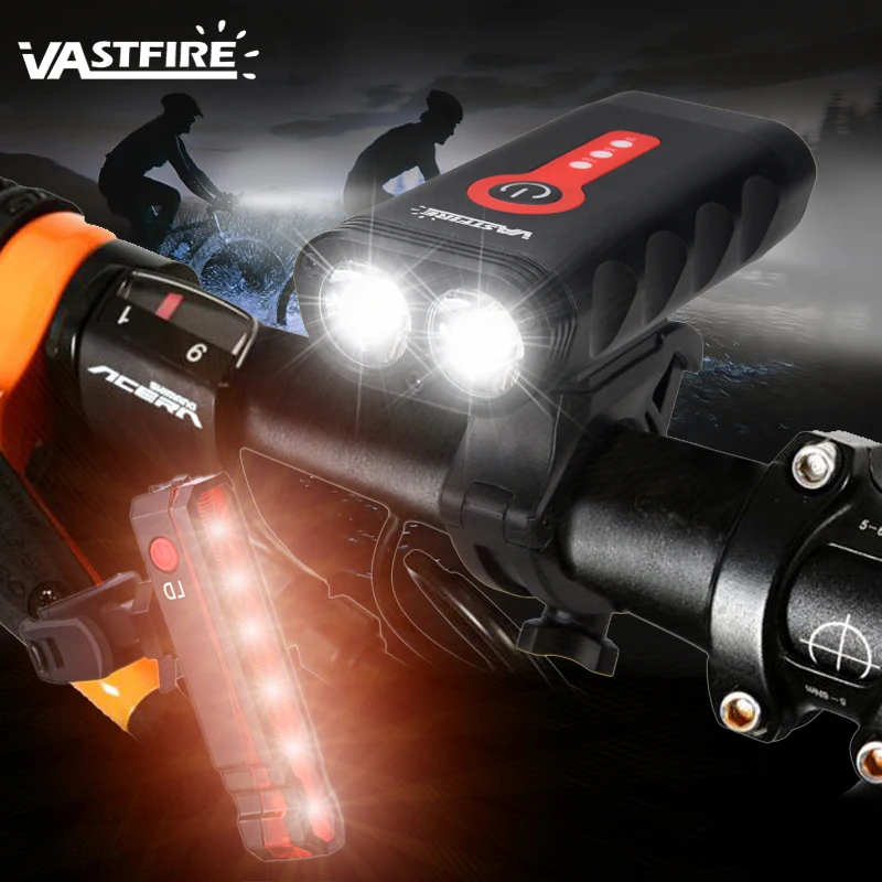 3000LM Double LED Rechargeable Bicycle Head Light Bike USB Lamp+Rotating Mount H