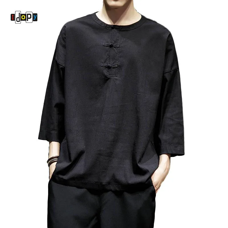 Idopy Men`s Chinese Traditional Linen Cotton 3/4 Sleeve Tai Chi Kung Fu Mandarin Collar Frog-Button Shirt
Idopy Men`s Chinese Traditional Linen Cotton 3/4 Sleeve Tai Chi Kung Fu Mandarin Collar Frog-Button Shirt