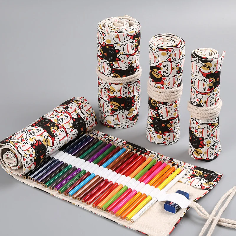 12/24/36/48 Hole Animal Pencil Case Lucky Cat Fabric Handmade Canvas Kawaii Stationery Roll Pencil Bag Art Painting Storage Bag
12/24/36/48 Hole Animal Pencil Case Lucky Cat Fabric Handmade Canvas Kawaii Stationery Roll Pencil Bag Art Painting Storage Bag