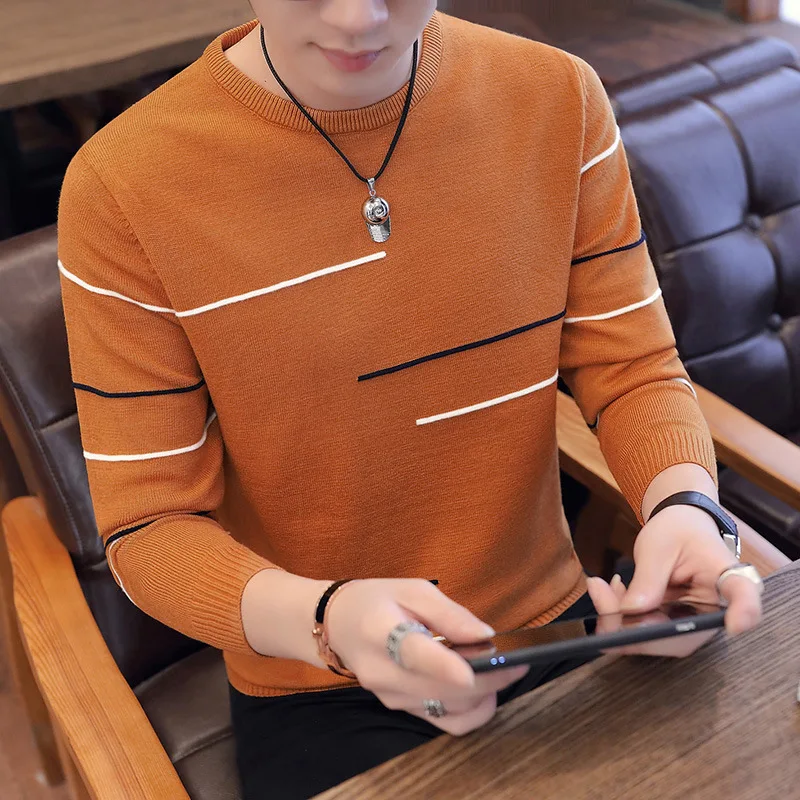 2019 men round collar autumn new trend youth handsome knit lines of cultivate one's morality personality sweaters
2019 men round collar autumn new trend youth handsome knit lines of cultivate one's morality personality sweaters