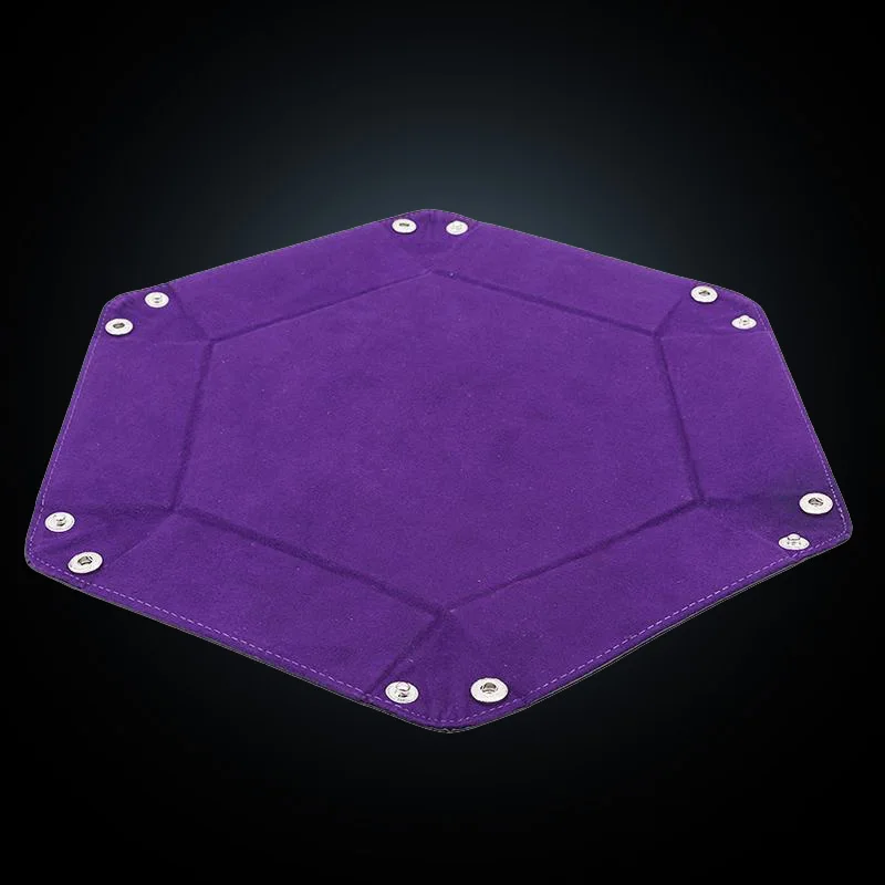 1Pc PU Leather Folding Hexagon Dice Tray Purple Dice Box For RPG DnD Games Dice Storage High Quality