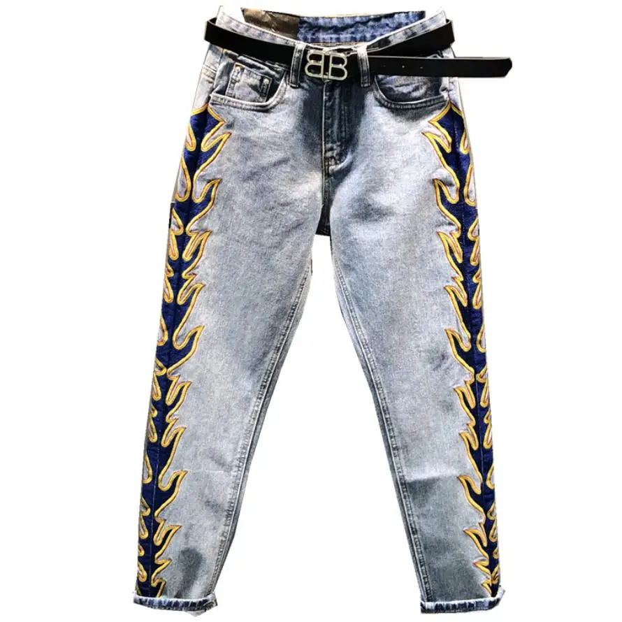 2019 spring new fashion straight personality embroidery side stripes jeans women loose thin feet pants
2019 spring new fashion straight personality embroidery side stripes jeans women loose thin feet pants
