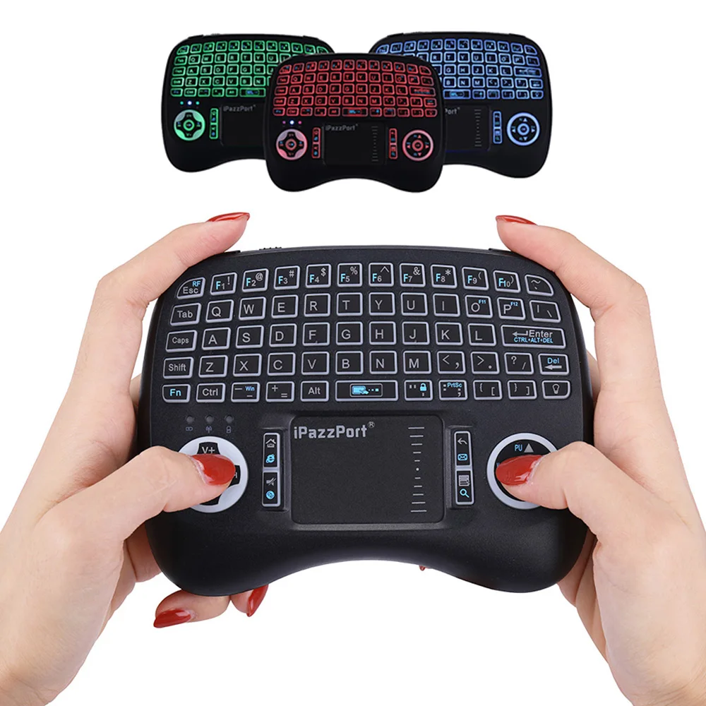 

KP-810-21TL Wireless Mini Keyboard Micro USB 3 Color Backlight Function with Touchpad for PC Xbox 360 PS4 Android TV Box