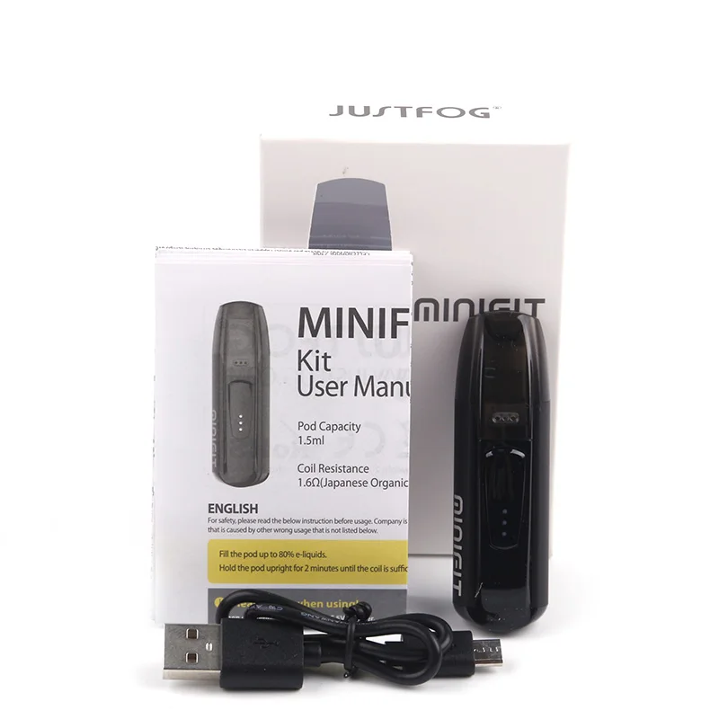 JUSTFOG Minifit Kit with 370mAh MINIFIT battery Built-in Minifit Pod Kit 1.6ohm Coil Mini Vape Pen e cigarette Kit 1.5ml Tank