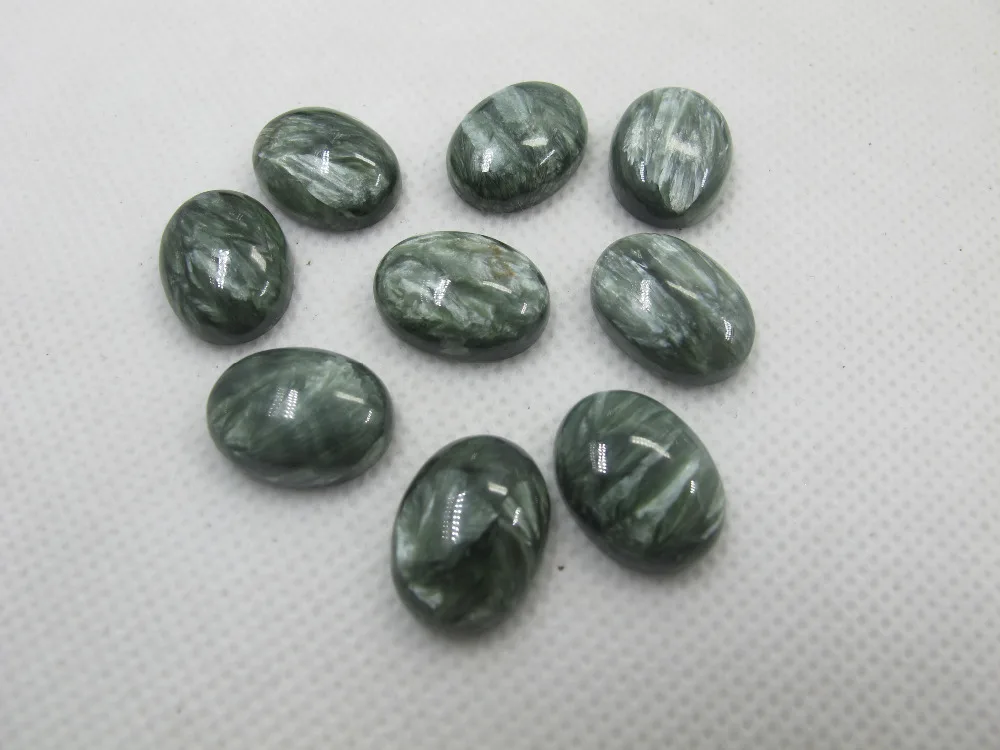 

1 pcs Natural Seraphinite Gem Cabochon Bead Jewelry 13x18mm Oval Semi Gem stone Cabochon Ring face