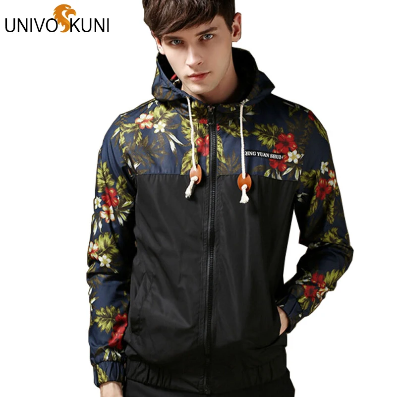 Image 2016 Spring Men Print Jacket New Brand Patchwork Fashion High Quality Outdoor Coats New Arrival Hooded Windbreaker Zipper Z2200