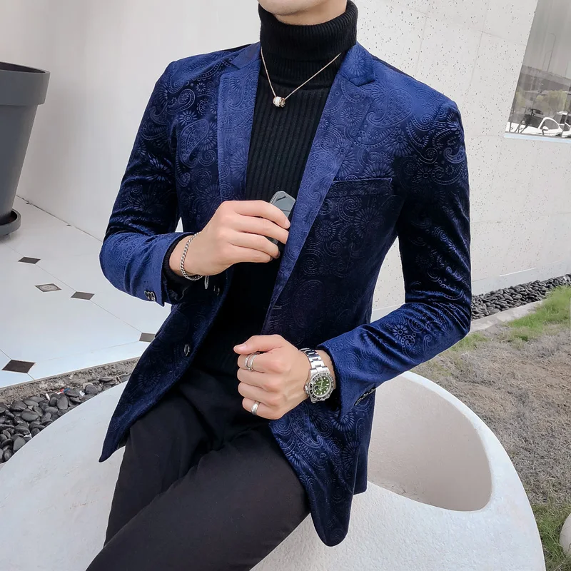 New Mens Blazer Luxury Single Breasted Blue Party Wedding Blazer And Jackets Men British Fashion New Slim Fit Velvet Blazer Men
New Mens Blazer Luxury Single Breasted Blue Party Wedding Blazer And Jackets Men British Fashion New Slim Fit Velvet Blazer Men