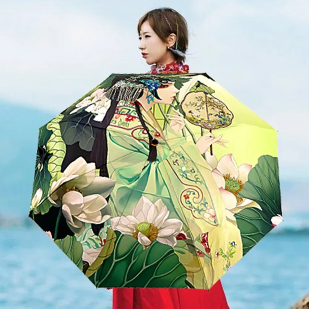 Peking Opera Manual Folding Umbrella Rain Women Three Folding Customized Umbrella Female Rain Tools Unique Parasol Umbrella
Peking Opera Manual Folding Umbrella Rain Women Three Folding Customized Umbrella Female Rain Tools Unique Parasol Umbrella