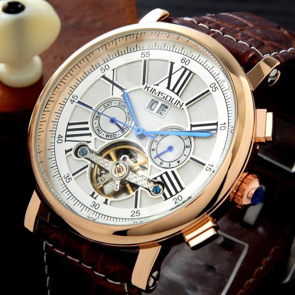 KIMSDUN Men Automatic Self Wind Mechanical Rose Gold Silver Black Case Leather Strap Casual Sports Geneve Watch montre homme 
KIMSDUN Men Automatic Self Wind Mechanical Rose Gold Silver Black Case Leather Strap Casual Sports Geneve Watch montre homme