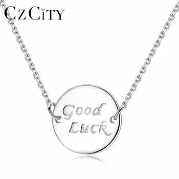 CZCITY Round Silver Pendant Necklaces Good Luck Words Jewelry Necklace for Women White Gold Plated Girl's Birthday Gift Fine
CZCITY Round Silver Pendant Necklaces Good Luck Words Jewelry Necklace for Women White Gold Plated Girl's Birthday Gift Fine