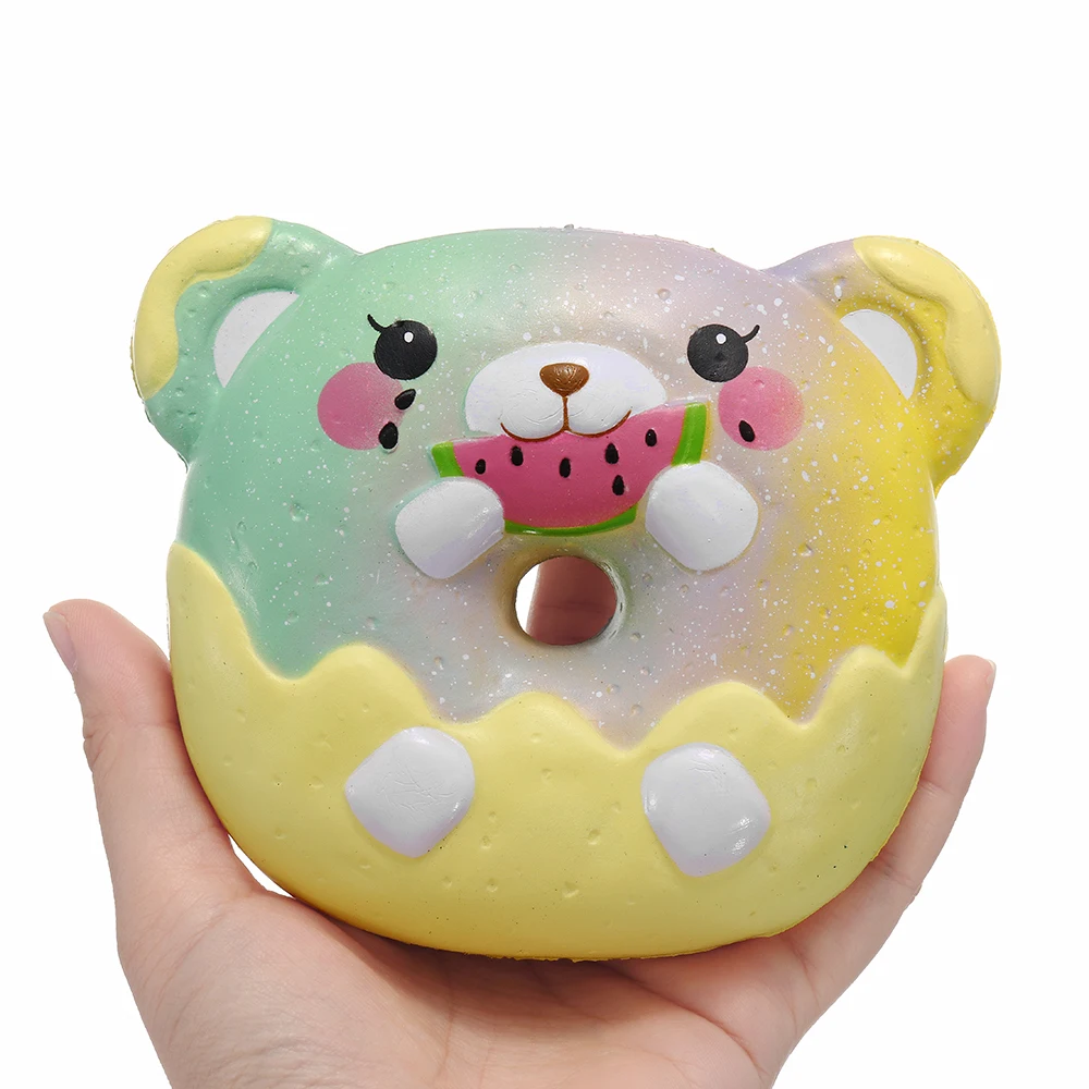 

Kawaii Jumbo Rainbow Donuts Bear for Squishy Squeeze Toy 13CM Licensed Cake bread Squishies Slow Rising toy for Kids funny gift