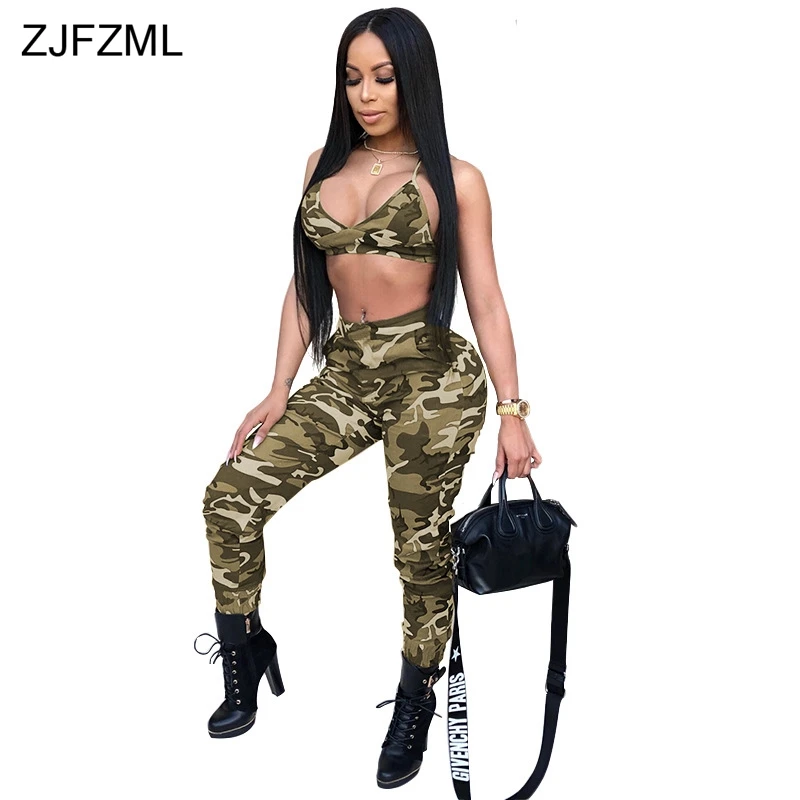 ZJFZML Camo Sexy Two Piece Set Women Spaghetti Strap Crop Top And Casual Camouflage Long Pant Summer 2Pcs Matching Set Tracksuit
ZJFZML Camo Sexy Two Piece Set Women Spaghetti Strap Crop Top And Casual Camouflage Long Pant Summer 2Pcs Matching Set Tracksuit