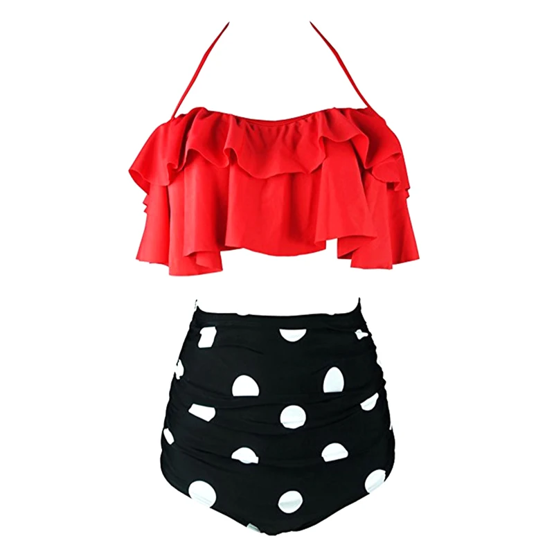 Sexy Women High Waist Swimsuit Halter Bikinis Set Swimwear Ruffle Bandeau Bottom Bathing Suit DX88 
Sexy Women High Waist Swimsuit Halter Bikinis Set Swimwear Ruffle Bandeau Bottom Bathing Suit DX88