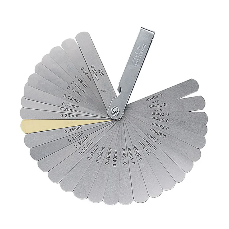 1 Set 0.04-0.88mm Metric Gap Filler 32 Blades Feeler Gauge Measurment Tool Folding Thickness Gage
1 Set 0.04-0.88mm Metric Gap Filler 32 Blades Feeler Gauge Measurment Tool Folding Thickness Gage