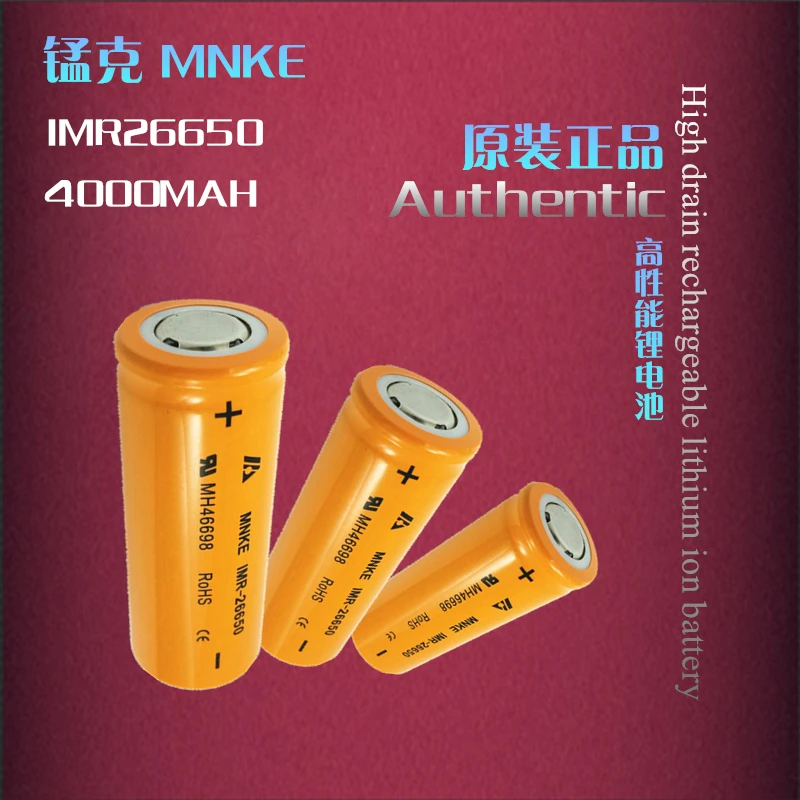 Factory direct sales MNKE IMR26650 4000mAh manganese 18650 flashlight dedicated lithium battery Rechargeable Li-ion Cell
Factory direct sales MNKE IMR26650 4000mAh manganese 18650 flashlight dedicated lithium battery Rechargeable Li-ion Cell