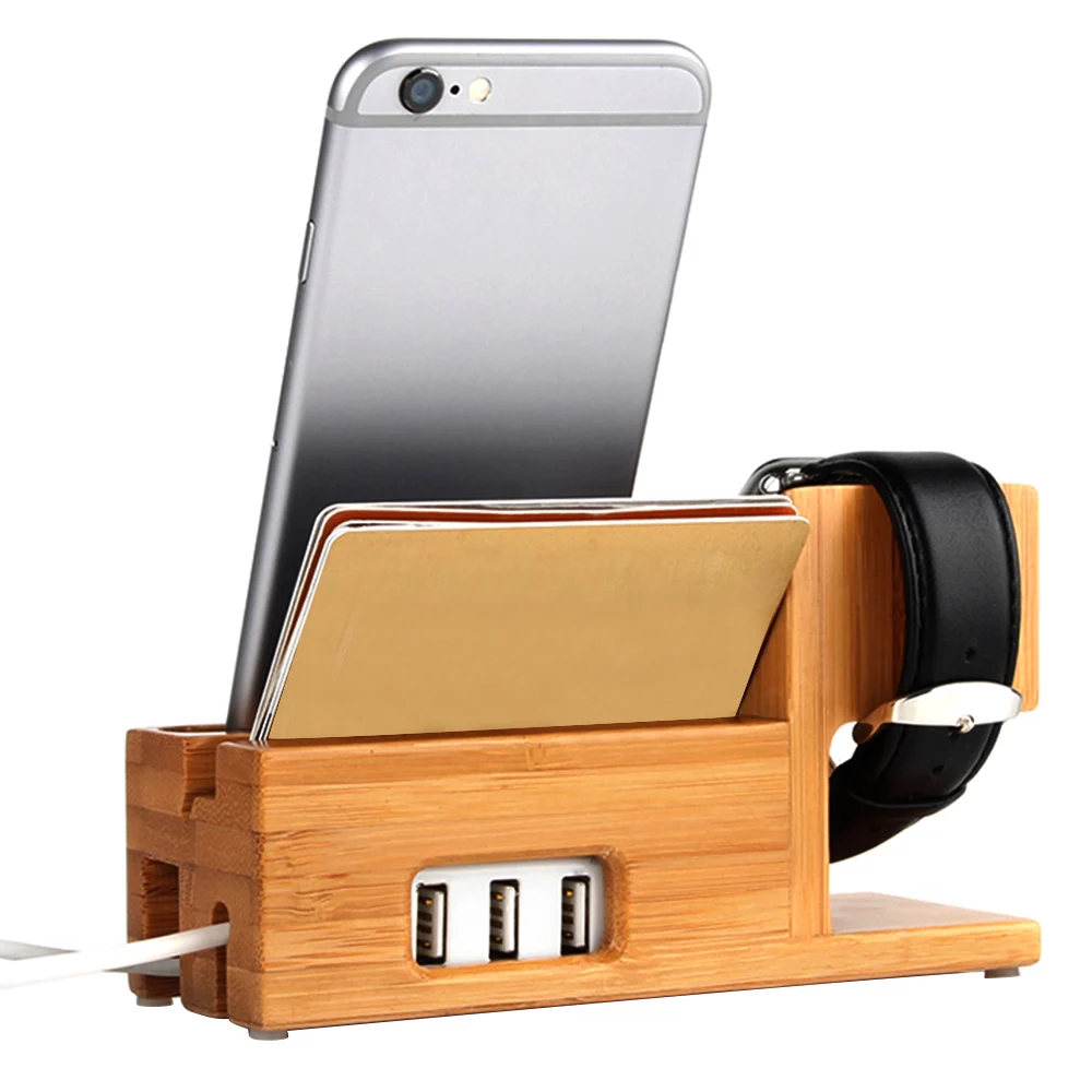 Besegad Bamboo Multi Phone Watch Charging Stand Dock Holder with 3 USB Port for Apple Watch iwatch iPhone 7 7s 6 6s Plus 5 5s
Besegad Bamboo Multi Phone Watch Charging Stand Dock Holder with 3 USB Port for Apple Watch iwatch iPhone 7 7s 6 6s Plus 5 5s