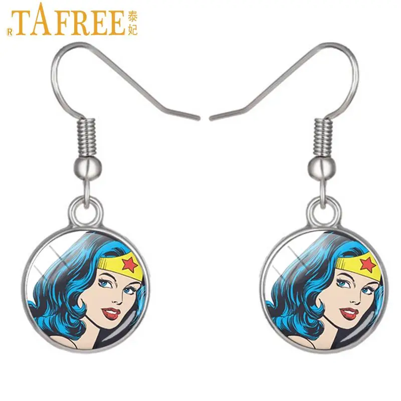 TAFREE Trendy Wonder Woman Jewelry super hero earrings art picture Glass cabochon jewelry H719
TAFREE Trendy Wonder Woman Jewelry super hero earrings art picture Glass cabochon jewelry H719