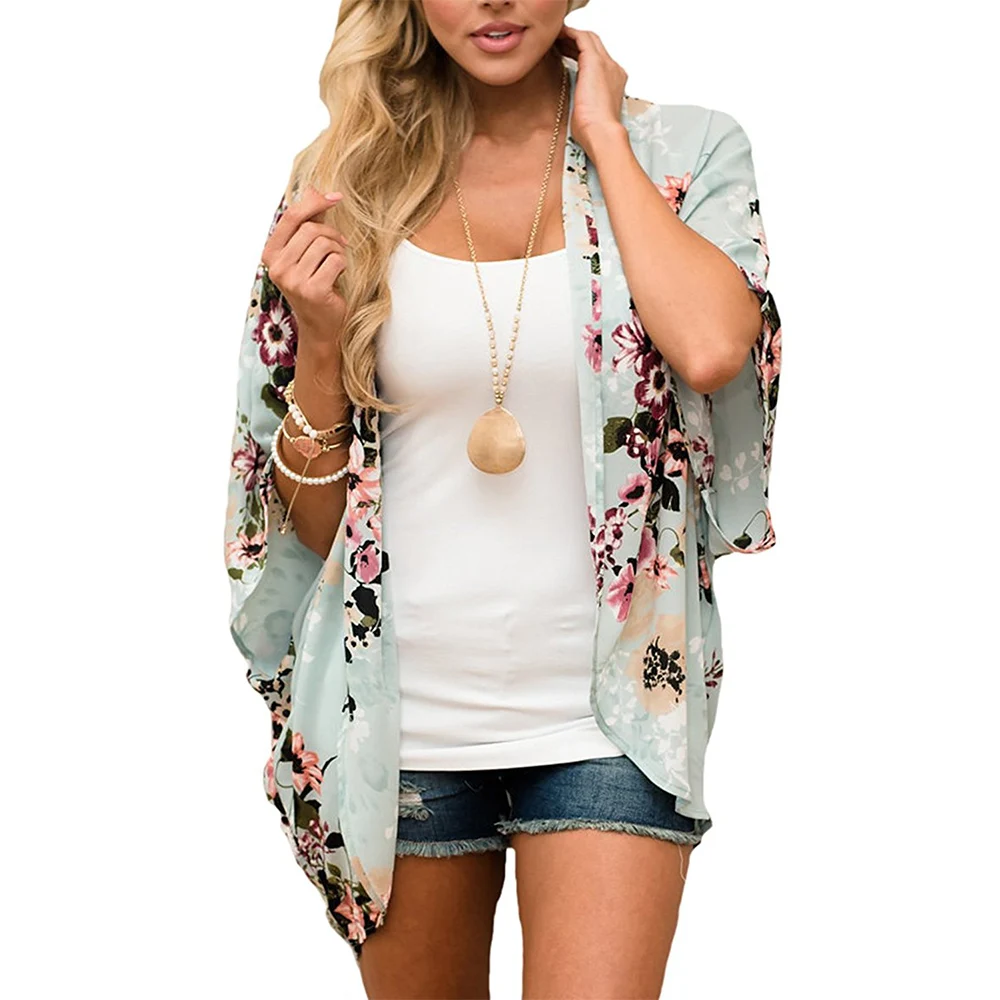 women chiffon beach sexy floral print long bikini kimono cardigan cover up oversize onesize bathing suit chiffon dress beach wear plus size casual summer swimwear wrap 2018