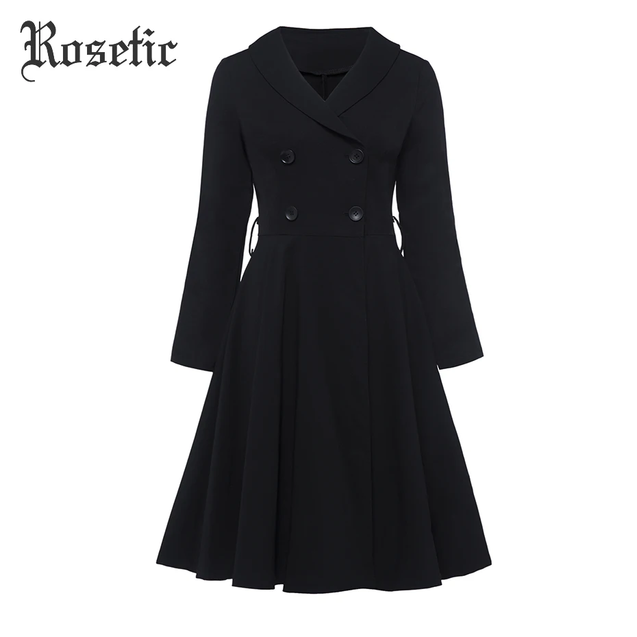 Rosetic Gothic Dress Black Women Autumn A-Line Double-breasted Button Elegant Fashion Vintage Slim Waist Goth Female Dresses Win
Rosetic Gothic Dress Black Women Autumn A-Line Double-breasted Button Elegant Fashion Vintage Slim Waist Goth Female Dresses Win