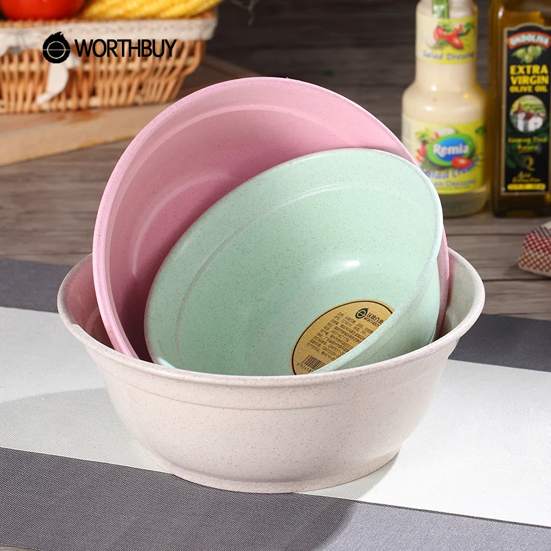 WORTHBUY 3Pcs/Set Wheat Straw Kitchen Mixing Bowl Set Eco-Friendly Plastic Fruit Vegetable Bowl Salad Food Containers Bowls
WORTHBUY 3Pcs/Set Wheat Straw Kitchen Mixing Bowl Set Eco-Friendly Plastic Fruit Vegetable Bowl Salad Food Containers Bowls