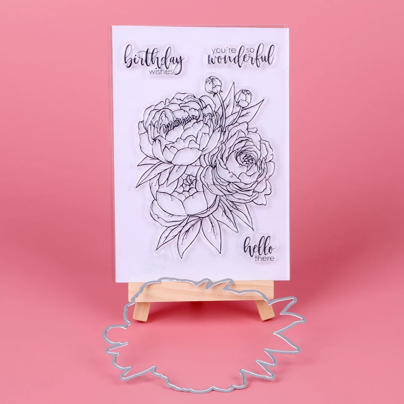 Peony flower Metal Cutting Dies and Clear Stamp Set for DIY Scrapbooking Photo Album Decoretive Embossing Stencia
Peony flower Metal Cutting Dies and Clear Stamp Set for DIY Scrapbooking Photo Album Decoretive Embossing Stencia