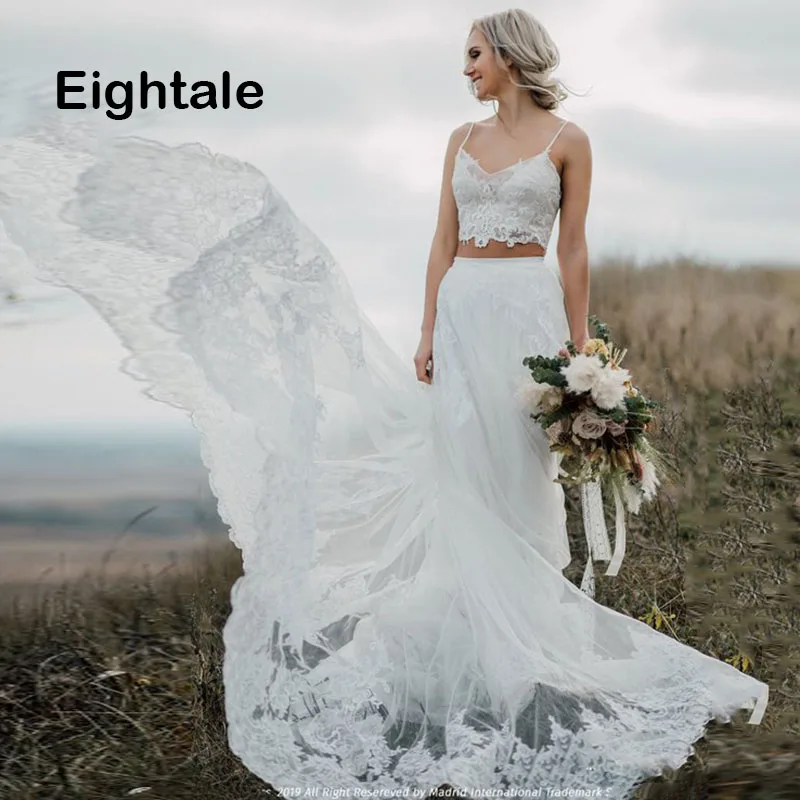 Eightale Beach Wedding Dresses 2019 Spaghetti Strap Backless V Neck Lace Wedding Gowns Boho Two Piece Bride Dress Free Shipping
Eightale Beach Wedding Dresses 2019 Spaghetti Strap Backless V Neck Lace Wedding Gowns Boho Two Piece Bride Dress Free Shipping