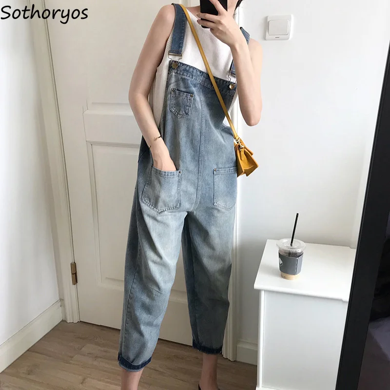Jumpsuits Women Pockets Leisure Vintage Simple All-match Korean Style Bodysuits Womens High Waist Plus Size Ulzzang Chic Sweet
Jumpsuits Women Pockets Leisure Vintage Simple All-match Korean Style Bodysuits Womens High Waist Plus Size Ulzzang Chic Sweet