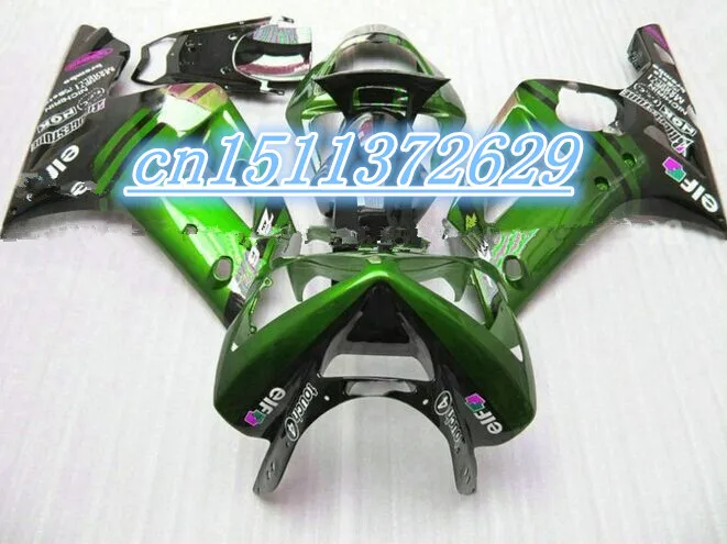 

Bo Fairing kit for KAWASAKI Ninja ZX6R 03 04 ZX6R 636 2003 2004 Green gloss black ABS Fairings set