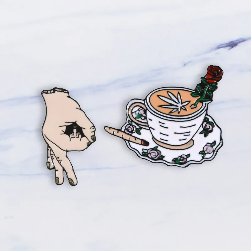 Free shipping Cute metal Rose Coffee Cup OK Gesture Brooch Alloy Brooch pin Collar Pin for Women
Free shipping Cute metal Rose Coffee Cup OK Gesture Brooch Alloy Brooch pin Collar Pin for Women