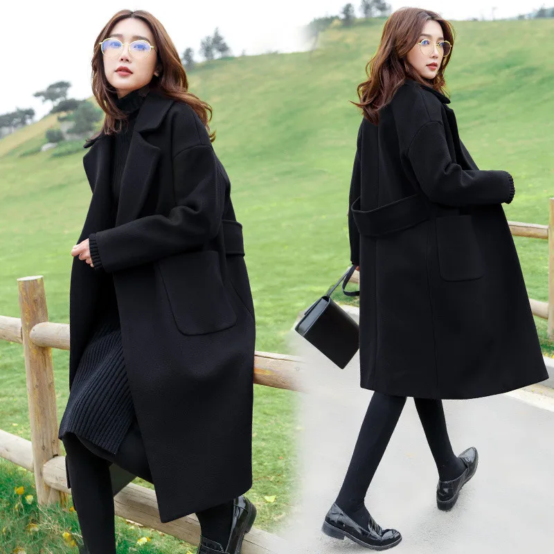 2018 New autumn and winter In the long section Woolen coat Women Large size LeisureOver the knee Straight
2018 New autumn and winter In the long section Woolen coat Women Large size LeisureOver the knee Straight
