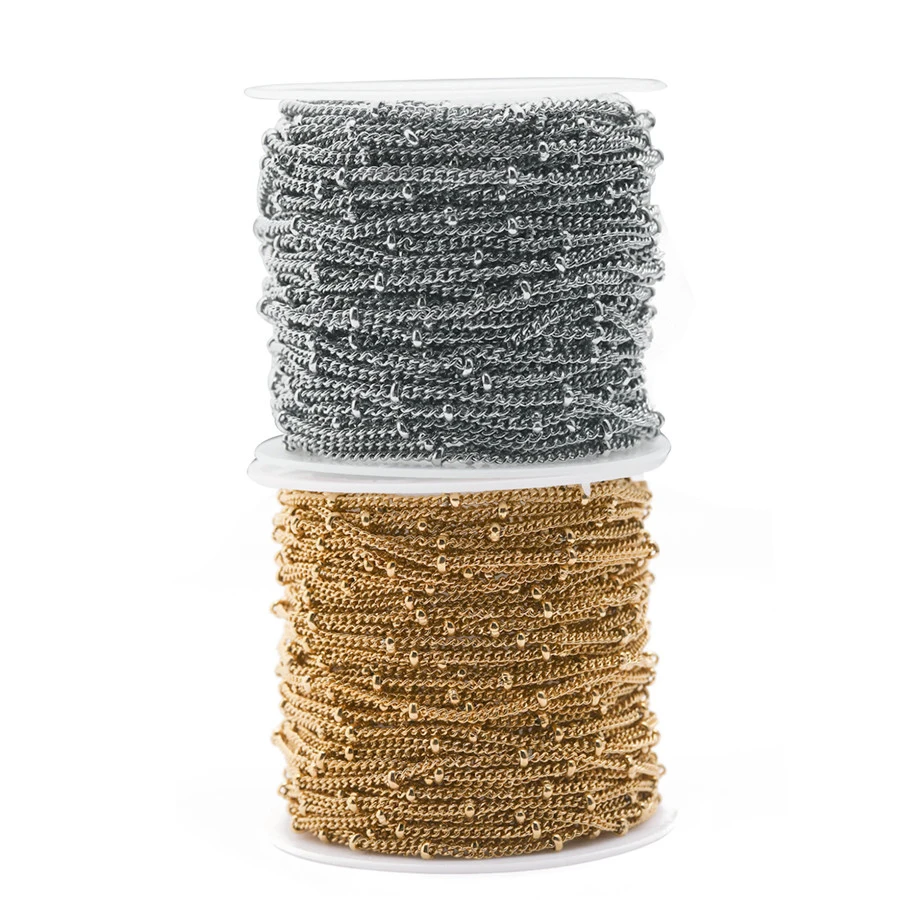 10 Yards/Roll 316L Stainless Steel 2mm 3mm Ball Beaded Twisted Chain Silver Tone Gold Satellite Bulk Chain DIY Jewelry Findings
10 Yards/Roll 316L Stainless Steel 2mm 3mm Ball Beaded Twisted Chain Silver Tone Gold Satellite Bulk Chain DIY Jewelry Findings