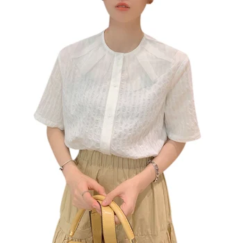 Women Sweet Slim All-match Short-sleeved Mesh Lace Decorated Neckline Solid Color Shirt Blouse 2019
Women Sweet Slim All-match Short-sleeved Mesh Lace Decorated Neckline Solid Color Shirt Blouse 2019