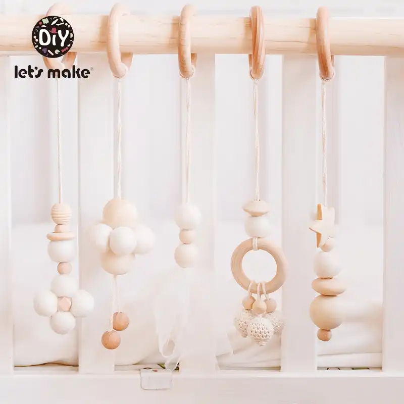 lets make baby rattle wooden rattles 5pcs 4-6 months
