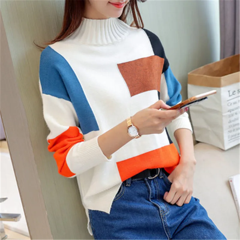Temperament hit color turtleneck knitted sweater womens pullover tricot tops 2018 autumn winter cashmere warm pull femme jumper
Temperament hit color turtleneck knitted sweater womens pullover tricot tops 2018 autumn winter cashmere warm pull femme jumper