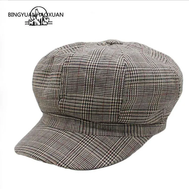 Brand Plaid Newsboy Cap Women Vintage Cotton Octagonal Cap Women Warm Winter Painter Hat Grey British Style Caps And Hats
Brand Plaid Newsboy Cap Women Vintage Cotton Octagonal Cap Women Warm Winter Painter Hat Grey British Style Caps And Hats