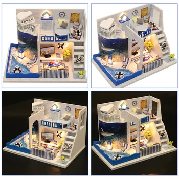 Doll House Miniature DIY Dollhouse With Furnitures Wooden House Sound of the Sea Mini House Toys For Children Birthday Gift M040
Doll House Miniature DIY Dollhouse With Furnitures Wooden House Sound of the Sea Mini House Toys For Children Birthday Gift M040