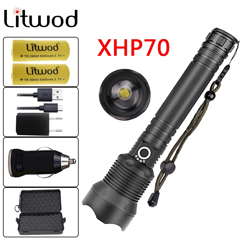 Litwod Z20+CREE XHP70 High Powerful Tactical LED 1282 Flashlight torch light 26650 & 18650 Battery Lantern Camping adventure 
Litwod Z20+CREE XHP70 High Powerful Tactical LED 1282 Flashlight torch light 26650 & 18650 Battery Lantern Camping adventure