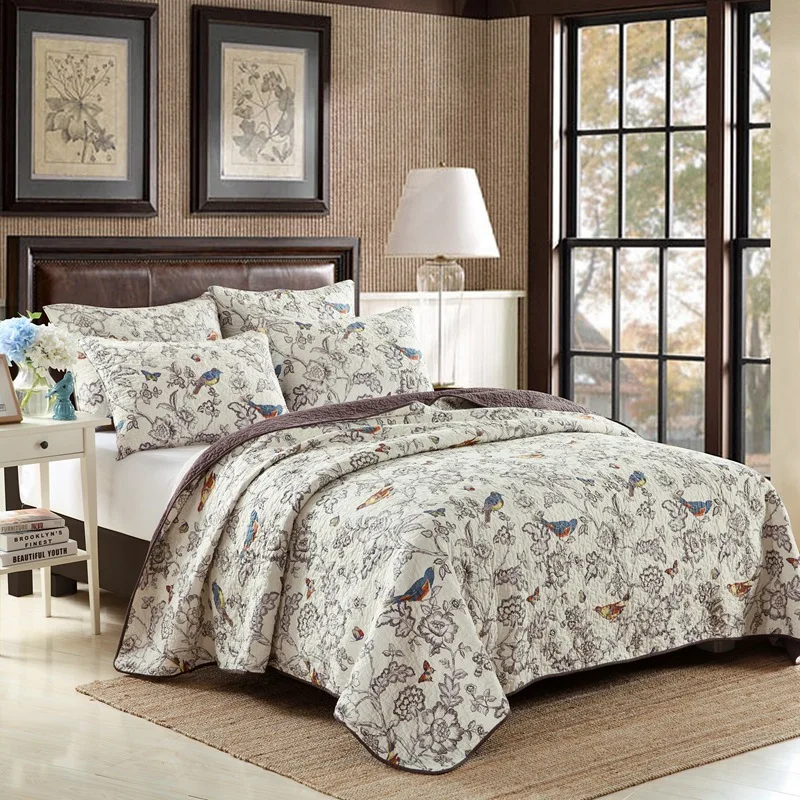 Quality 100% Cotton Bedspread Quilt Set 3pcs Pastoral Print Coverlet Quilted Quilts Bed Cover Pillowcase King Queen Size Blanket
Quality 100% Cotton Bedspread Quilt Set 3pcs Pastoral Print Coverlet Quilted Quilts Bed Cover Pillowcase King Queen Size Blanket