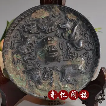 Antique collection han bronze mirror, house to ward off bad luck statue
Antique collection han bronze mirror, house to ward off bad luck statue