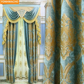 Custom curtains Prestige European villa bedroom high-grade Thick chenille blue cloth blackout curtain tulle valance drapes B300
Custom curtains Prestige European villa bedroom high-grade Thick chenille blue cloth blackout curtain tulle valance drapes B300