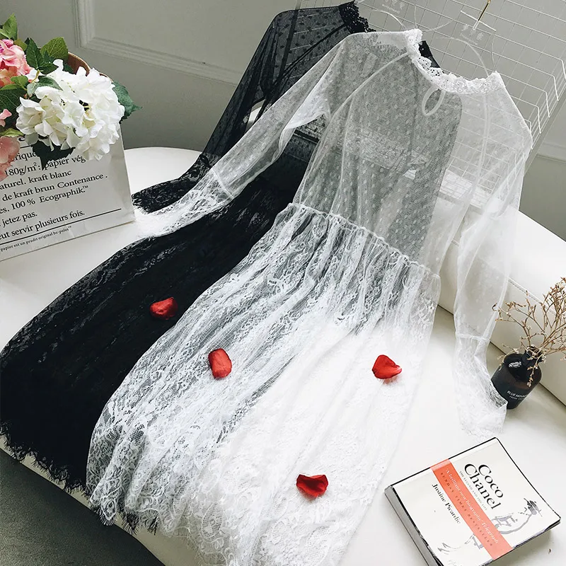 2019 Spring Ands Summer Chiffon Casual Dress Small Round Dot Lace Dress Full Hollow Out O-Neck Solid Dress
2019 Spring Ands Summer Chiffon Casual Dress Small Round Dot Lace Dress Full Hollow Out O-Neck Solid Dress