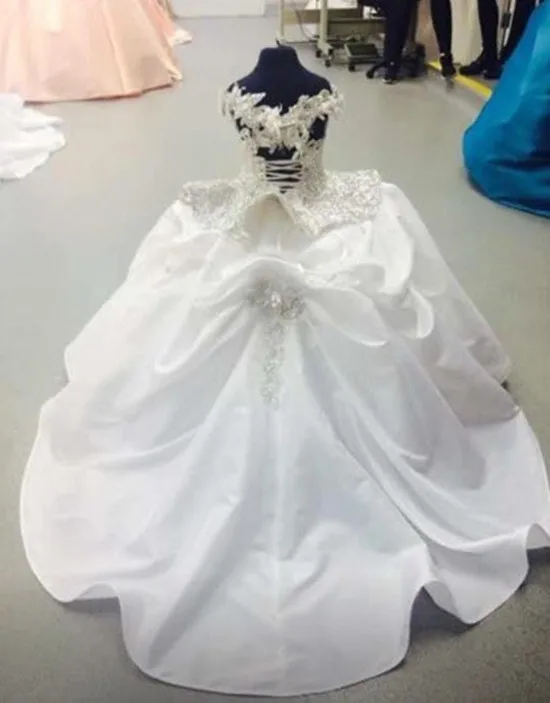 Actual-Image-White-Flower-Girl-Dresses-2017-Princess-Ball-Gown-Pearls-Lace-Up-Child-First-Communion (1)