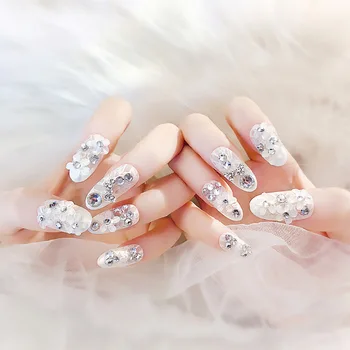 24pcs Bridal Wedding Beauty Nail Tips WIth Glue New Design Full Cover Acrylic Fake Nails Women 3D Shining Rhinestones False Nail
24pcs Bridal Wedding Beauty Nail Tips WIth Glue New Design Full Cover Acrylic Fake Nails Women 3D Shining Rhinestones False Nail