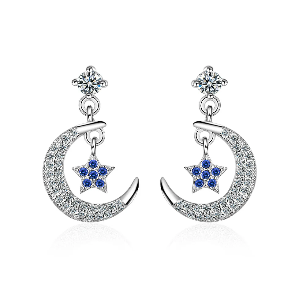 Luxury Shine Cubic Zirconia Moon Star 925 Sterling Silver Female Stud Earrings Original Jewelry For Women Wholesale Birthday
Luxury Shine Cubic Zirconia Moon Star 925 Sterling Silver Female Stud Earrings Original Jewelry For Women Wholesale Birthday