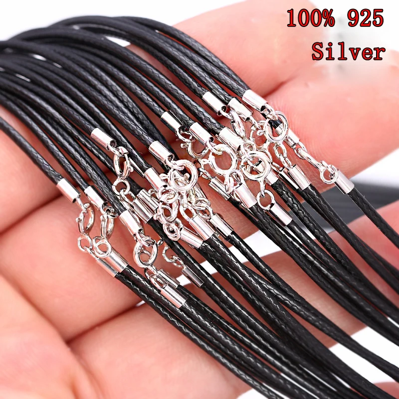 2pcs 925 Sterling Silver 40/45cm DIY Handmade Leather Braided Rope Necklaces & Pendant Charms Findings Spring Clasp Wax line
2pcs 925 Sterling Silver 40/45cm DIY Handmade Leather Braided Rope Necklaces & Pendant Charms Findings Spring Clasp Wax line